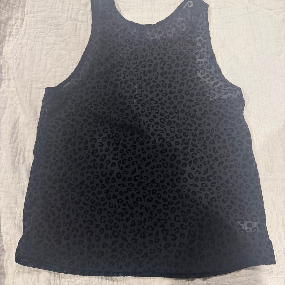 Zyia Black Leopard Print Sheer Tank Top